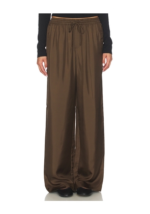 Rohe Wide Leg Silk Trousers in Olive. Size 38. Also in 32.