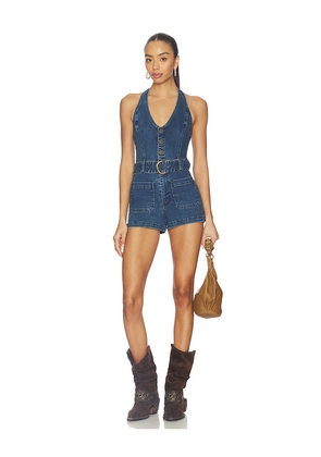 Show Me Your Mumu Fort Worth Romper in Blue. Size L. Also in M, S, XL, XS.