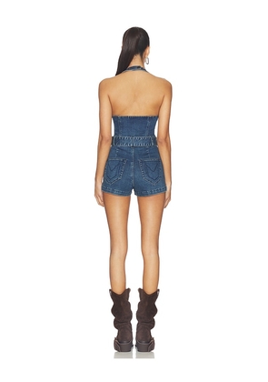 Show Me Your Mumu Fort Worth Romper in Blue. Size L. Also in S, XL.