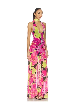 Show Me Your Mumu Katia Maxi Dress in Fuschia,Green. Size L. Also in S, XS, M.