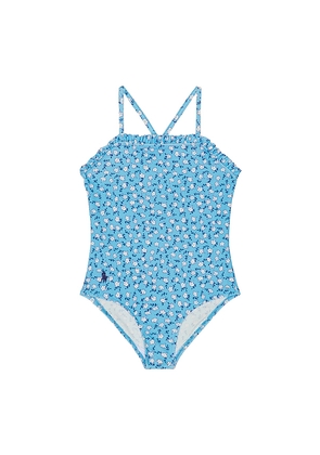 Polo Ralph Lauren One Piece Floral Printed Hipster Swimsuit in Blue. Size 2. Also in 3, 4, 5, 6.