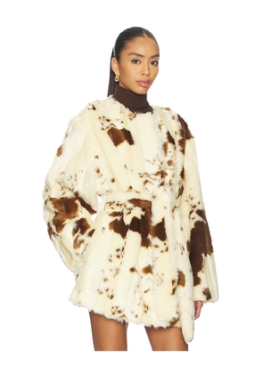 Tularosa Elena Coat in Cream,Brown. Size S. Also in XXS, XS, M, L, XL.