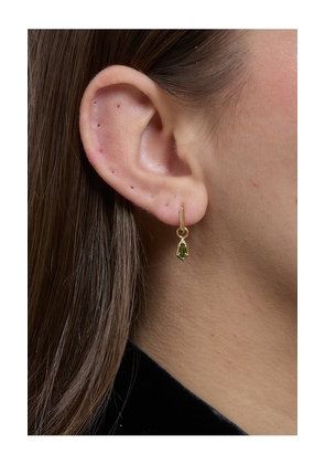 STONE AND STRAND Knife Edge Shield Drop Hoop Earrings in Metallic Gold.