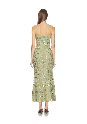 SAU LEE Sable Dress in Sage,Metallic Bronze. Size 0. Also in 12, 6.