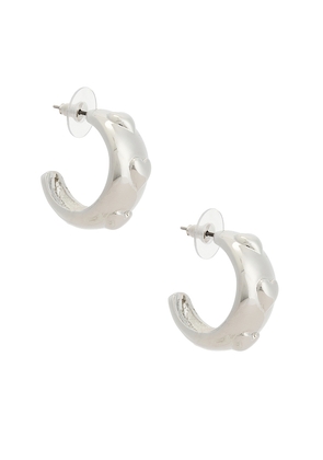 petit moments Lore Hoop Earrings in Metallic Silver.