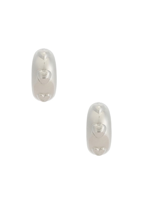 petit moments Lore Hoop Earrings in Metallic Silver.