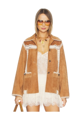 Sea Irena Suede Jacket With Crochet in Brown. Size L. Also in S, XS.