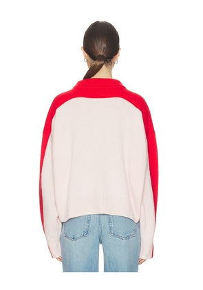 Soft Goat Color Block Polo Shirt in Pink,Red. Size M. Also in XS, S, XL.