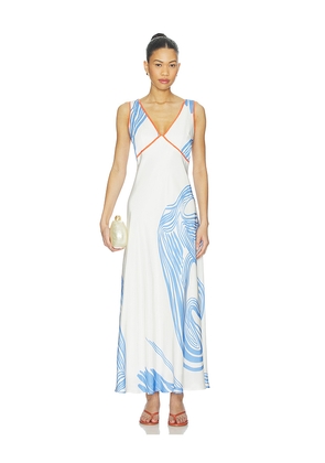 Sancia The Madeleine Dress in White,Blue. Size L. Also in M, S, XL, XS.