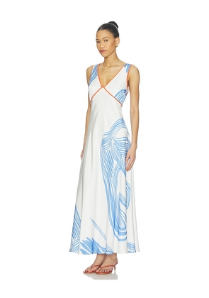 Sancia The Madeleine Dress in White,Blue. Size L. Also in S.