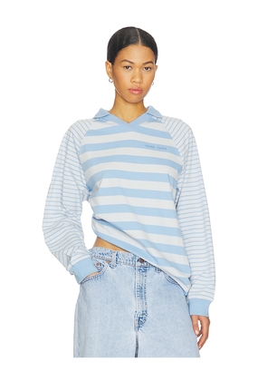 SAMSOE SAMSOE Saella Long Sleeve Polo in Blue. Size L. Also in M, S, XS.