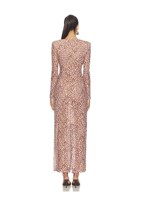 PatBO Panthera Tulle Maxi Dress in Tan. Size S. Also in XS, M.