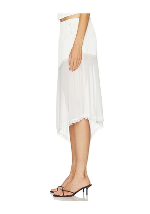 Runaway The Label Emberly Midi Flounce Skirt in White. Size M. Also in XS, S, L, XL.