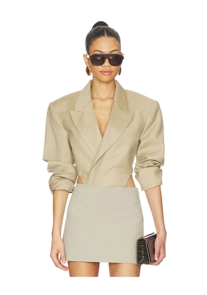 Ronny Kobo Florina Bodysuit in Tan. Size L. Also in M, S, XS.