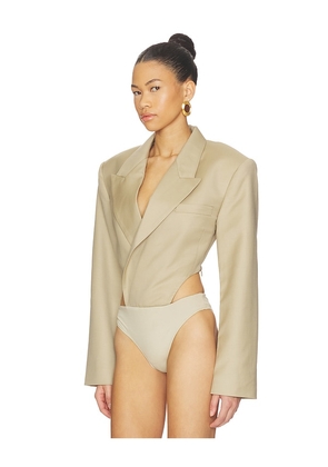 Ronny Kobo Florina Bodysuit in Tan. Size L. Also in S, XS.