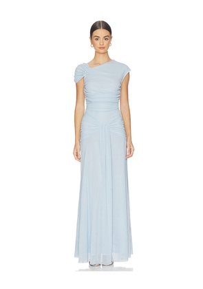 ROTATE Maxi Asymmetric Dress in Baby Blue. Size 32. Also in 34, 36, 40.