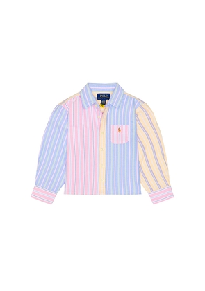 Polo Ralph Lauren Long Sleeve Classic Oxford Striped Fun Shirt in Pink,Lavender. Size 2. Also in 3, 4, 5, 6.