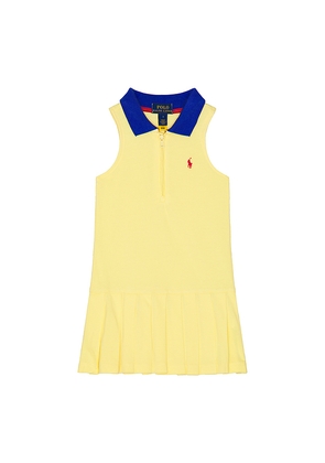 Polo Ralph Lauren Sleeveless Stretch Mesh Half Zip Polo Dress in Yellow. Size 2. Also in 4, 5, 6.