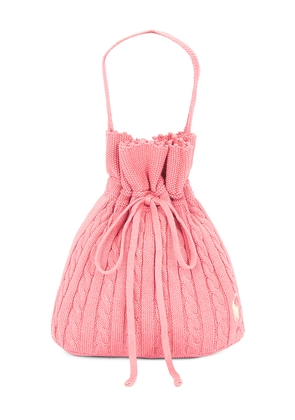 Polo Ralph Lauren Cotton Cable Knit Sweater Tote Bag in Rose.