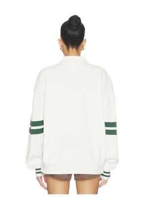 Tommy Jeans 90s Colorblock Knitted Polo in White. Size L. Also in S, M.