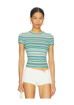 PISTOLA Selene Short Sleeve Sweater Tee Shirt in Teal. Size L. Also in M, S, XS.