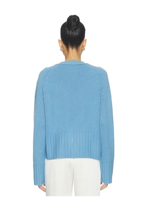 Soft Goat V-neck Cardigan in Blue. Size L. Also in XL, S, M.