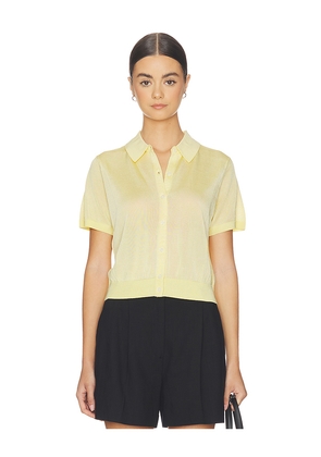PISTOLA Lucca Short Sleeve Polo Sweater Top in Lemon. Size L. Also in M, S, XL, XS.