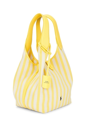 Polo Ralph Lauren Stripe Polo Canvas Medium Tote in Yellow,White.