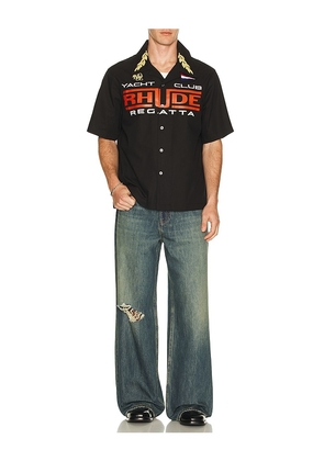 Rhude Regatta Club Shirt in Black. Size L. Also in S, M, XL/1X, XXL/2X.