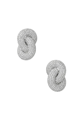 SHASHI Le Deux Pave Earring in Metallic Silver.