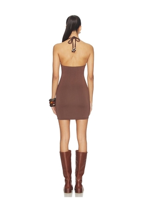 superdown Blanche Halter Mini Dress in Brown. Size L. Also in XS, XXS, S, M, XL.