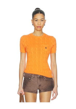 Polo Ralph Lauren Cotton Short Sleeve Pullover Sweater in Orange. Size M. Also in S, XS, XXS.