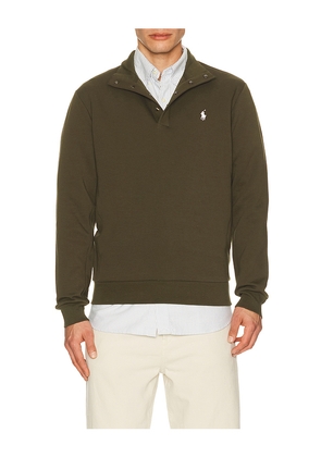 Polo Ralph Lauren Long Sleeve Double Knit Tech Snap Mocknock Pullover in Olive. Size L. Also in M, S, XL/1X, XXL/2X.