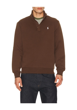 Polo Ralph Lauren Long Sleeve Double Knit Tech Snap Mocknock Pullover in Brown. Size L. Also in M, S, XL/1X, XXL/2X.