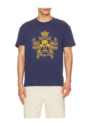 Polo Ralph Lauren Short Sleeve Uneven Jersey Rugby F.C. Graphic Printed T-Shirt in Navy. Size L. Also in M, S, XL/1X, XXL/2X.