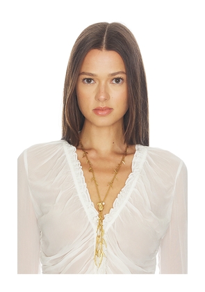 Zimmermann Mira Lariat Necklace in Metallic Gold.