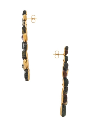 Zimmermann Norma Large Dangles Earring in Metallic Gold,Green.