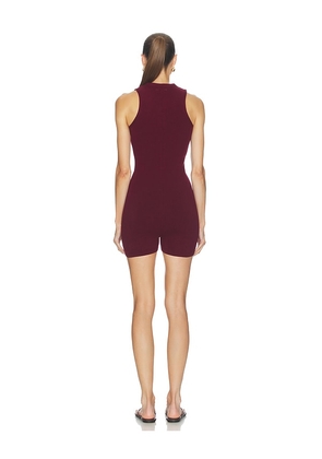 THE UPSIDE Simi Knitted Playsuit in Burgundy. Size L. Also in XS, S, M, XL.