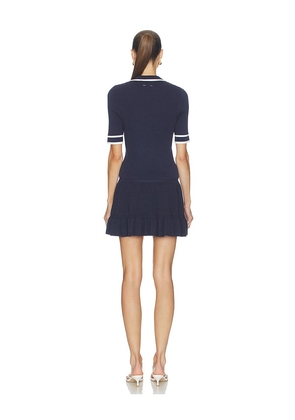 THE UPSIDE Plume Knit Collared Dress in Navy. Size L. Also in XS, S, XL.