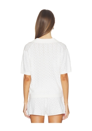 Soft Goat Pointelle Pique Top in White. Size L. Also in XS, XL, S, M.