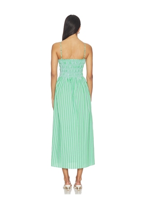 PISTOLA Bianca Shirred Bodice Dress in Green,Blue. Size L. Also in M.