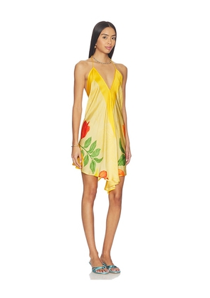 Verandah Handkerchief Midi Dress in Yellow. Size M. Also in S, XS, L.