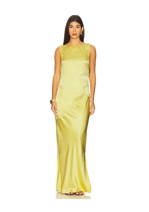 Yellow The Label Nina Silk Dress in Green. Size S. Also in XS, M, L, XL.