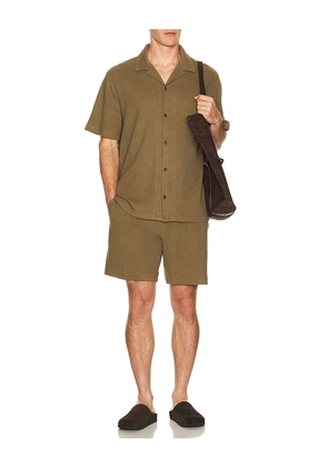 Vince Boucle Cabana Short Sleeve Shirt in Green. Size L. Also in S, M, XL/1X, XXL/2X.