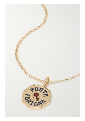 Marlo Laz - Porta Fortuna 14-karat Gold, Enamel And Garnet Necklace - One size