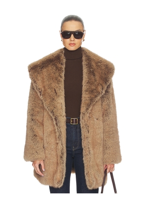 WeWoreWhat Shawl Collar Faux Fur Coat in Brown. Size L. Also in M, S, XL, XS.