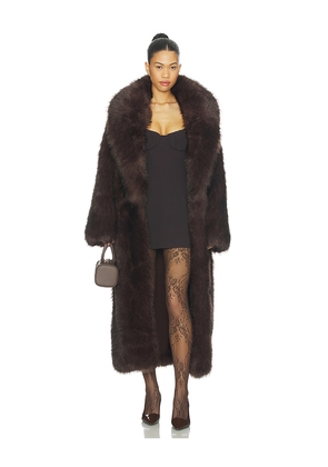 WeWoreWhat Long Faux Fur Jacket in Brown. Size L. Also in M, S, XL, XS.