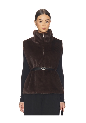 WeWoreWhat Faux Fur Mockneck Vest in Chocolate. Size M/L. Also in XS/S.