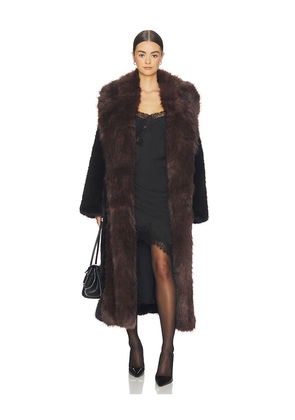 WeWoreWhat Faux Fur Belted Jacket in Black,Chocolate. Size L. Also in M, S, XL, XS.