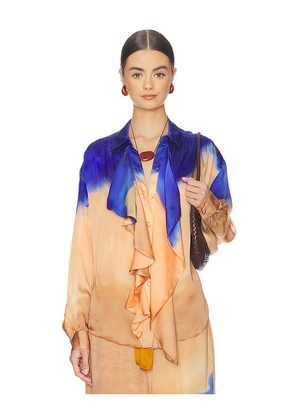Ulla Johnson Gesture Long Sleeve Silk Blouse in Peach,Royal. Size 0. Also in 10, 12, 4, 6, 8.